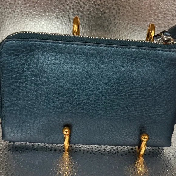 EUC Beautiful Coach Blueish Leather Wristlet - Picture 3 of 7